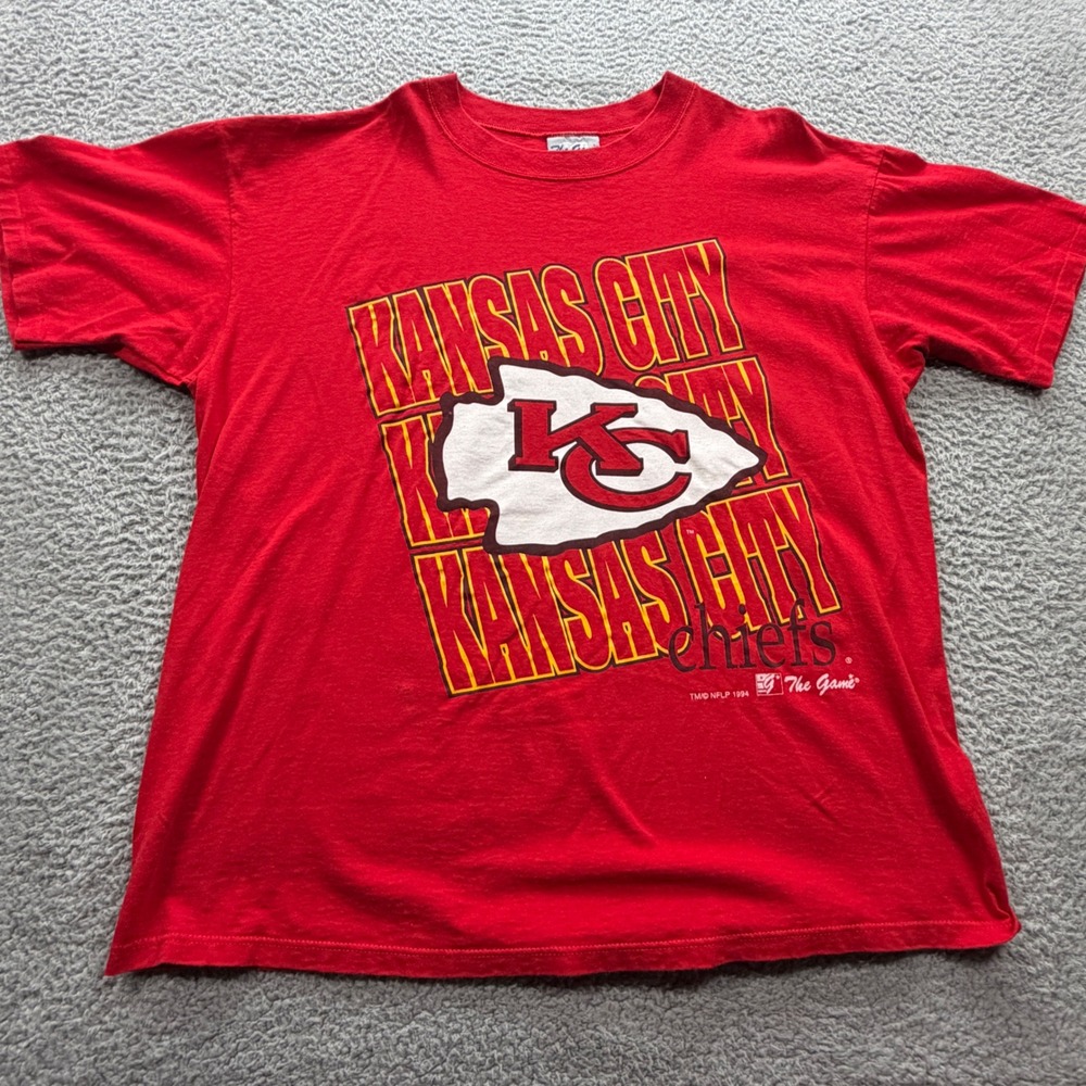 The Game Kansas City Chiefs T-Shirt Mens XL Red 1994 Vintage NFL SingleStitch